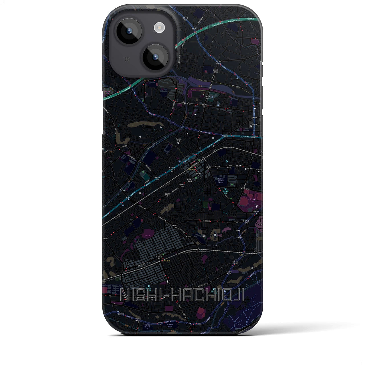 【西八王子(東京都)】地図柄iPhoneケース(バックカバータイプ)