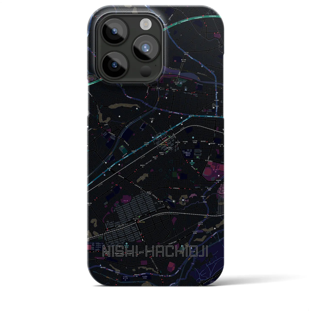 【西八王子(東京都)】地図柄iPhoneケース(バックカバータイプ)