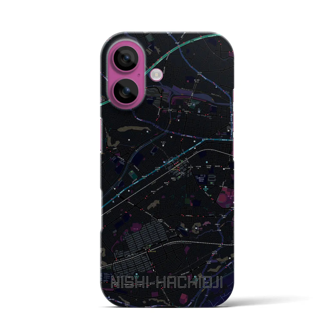 【西八王子(東京都)】地図柄iPhoneケース(バックカバータイプ)