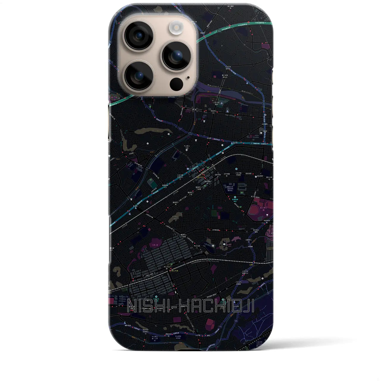【西八王子(東京都)】地図柄iPhoneケース(バックカバータイプ)