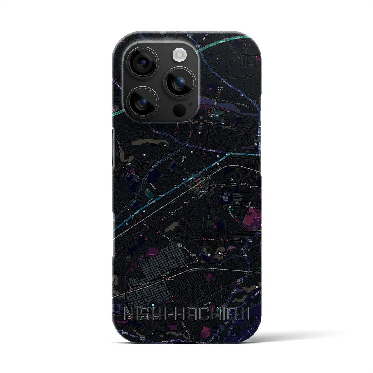 【西八王子(東京都)】地図柄iPhoneケース(バックカバータイプ)