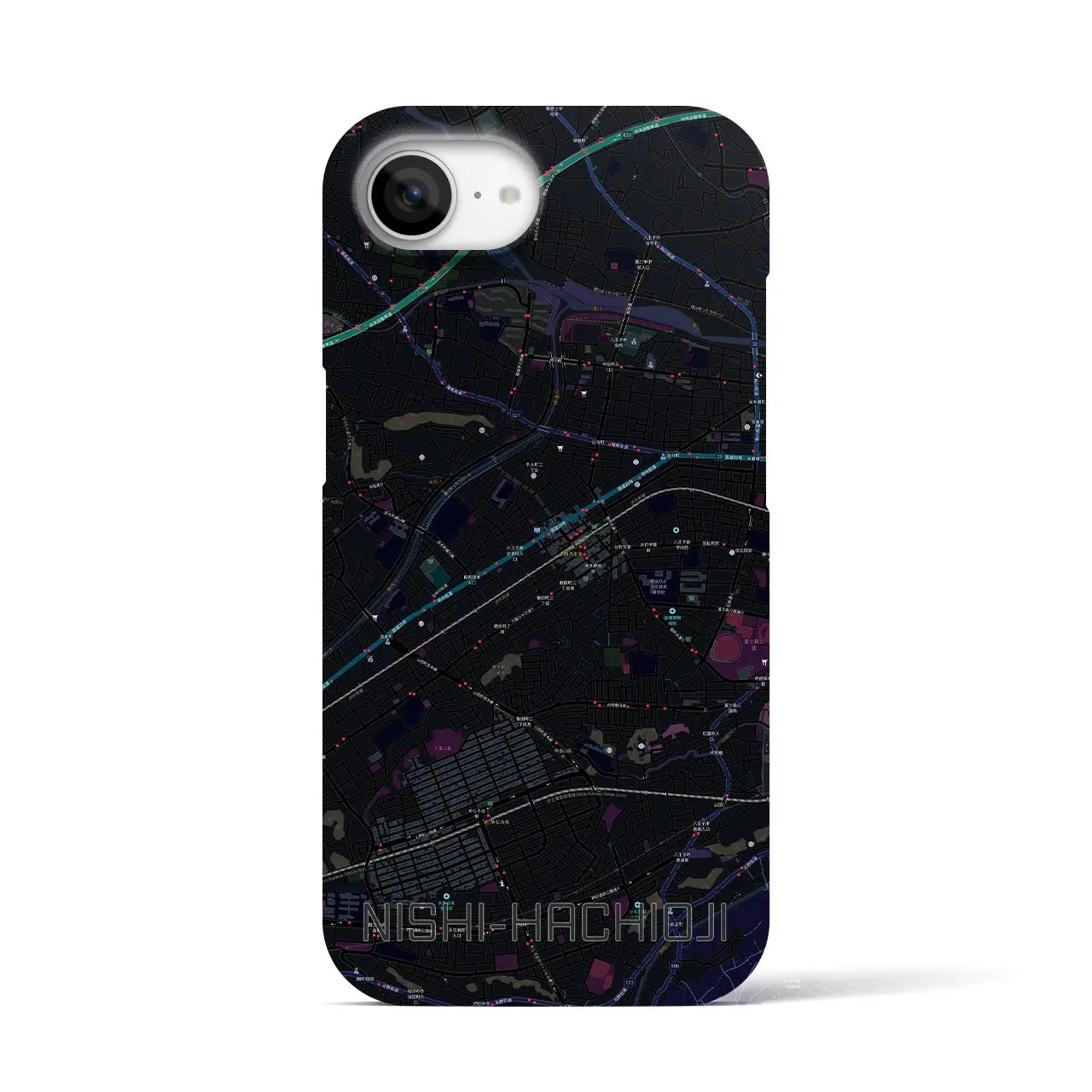 【西八王子(東京都)】地図柄iPhoneケース(バックカバータイプ)