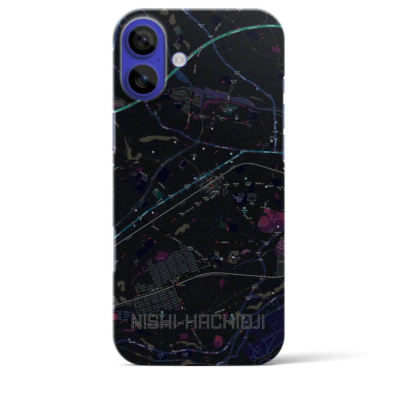 【西八王子(東京都)】地図柄iPhoneケース(バックカバータイプ)