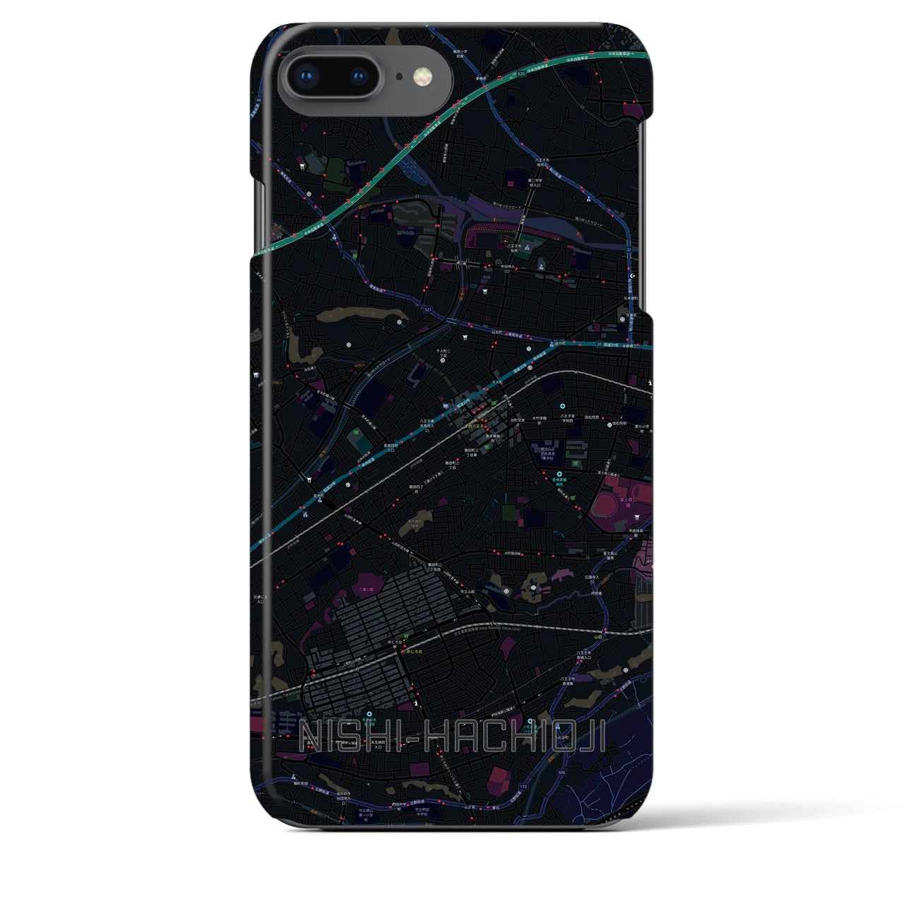 【西八王子(東京都)】地図柄iPhoneケース(バックカバータイプ)