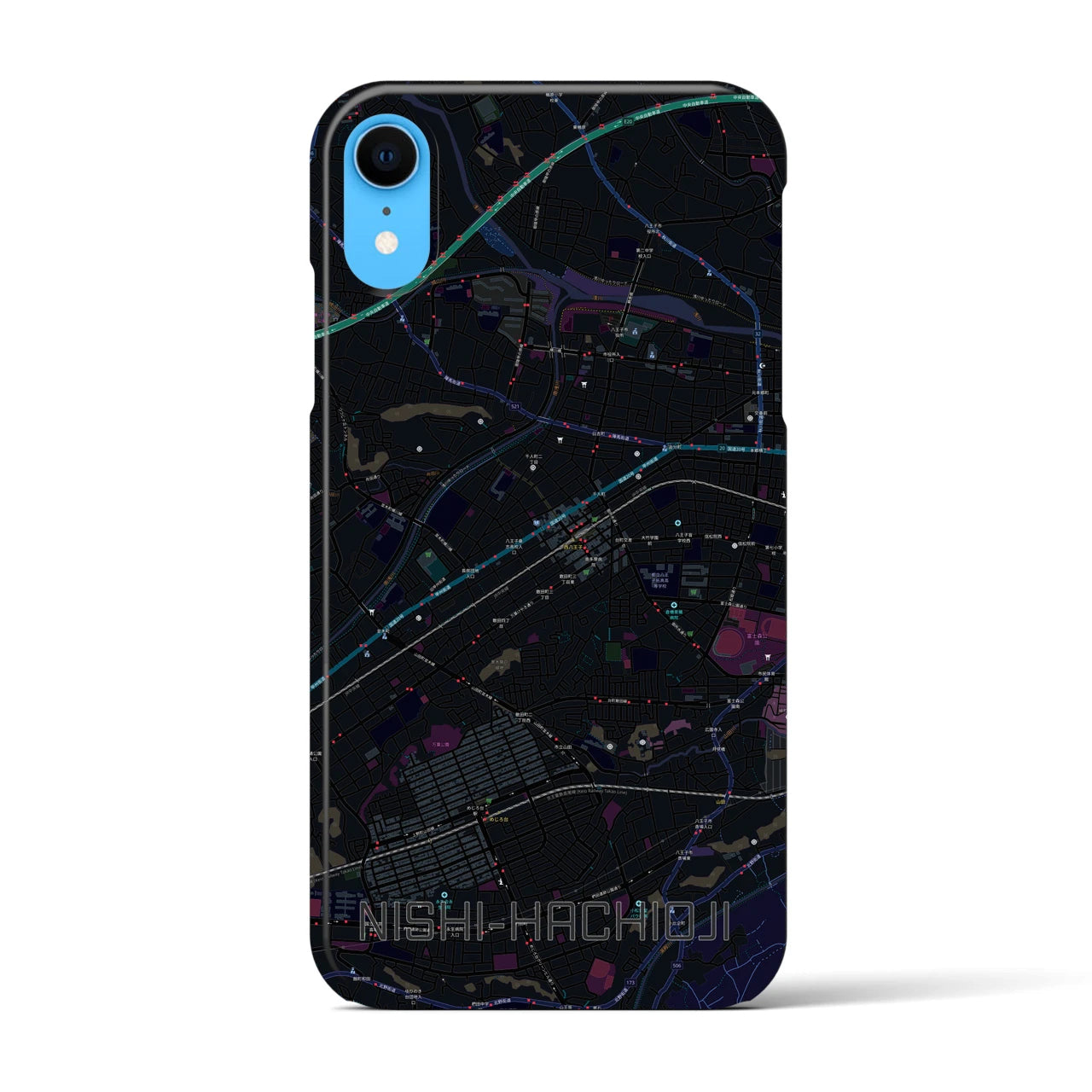 【西八王子(東京都)】地図柄iPhoneケース(バックカバータイプ)