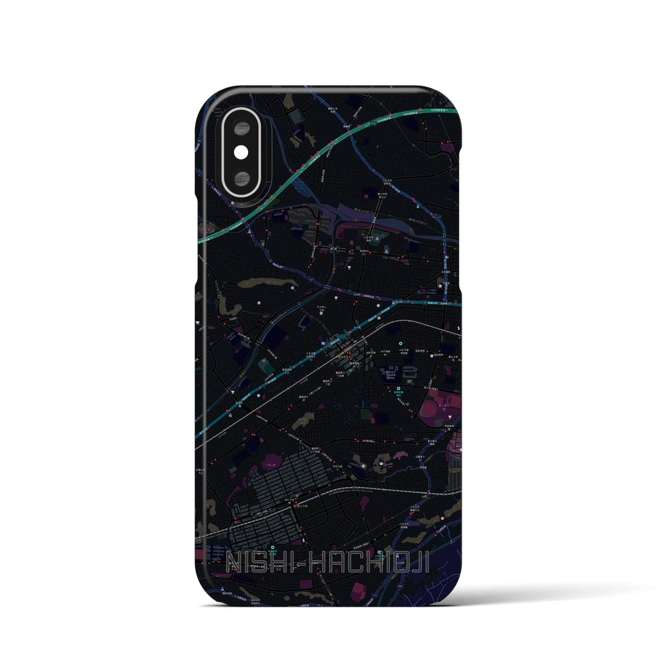 【西八王子(東京都)】地図柄iPhoneケース(バックカバータイプ)