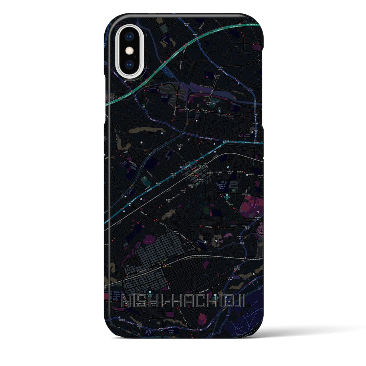 【西八王子(東京都)】地図柄iPhoneケース(バックカバータイプ)