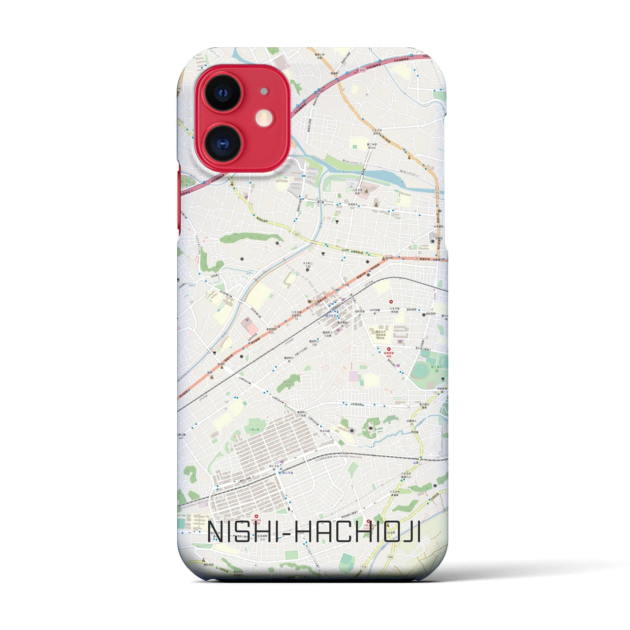【西八王子(東京都)】地図柄iPhoneケース(バックカバータイプ)