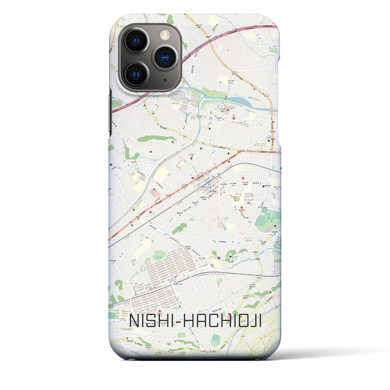 【西八王子(東京都)】地図柄iPhoneケース(バックカバータイプ)