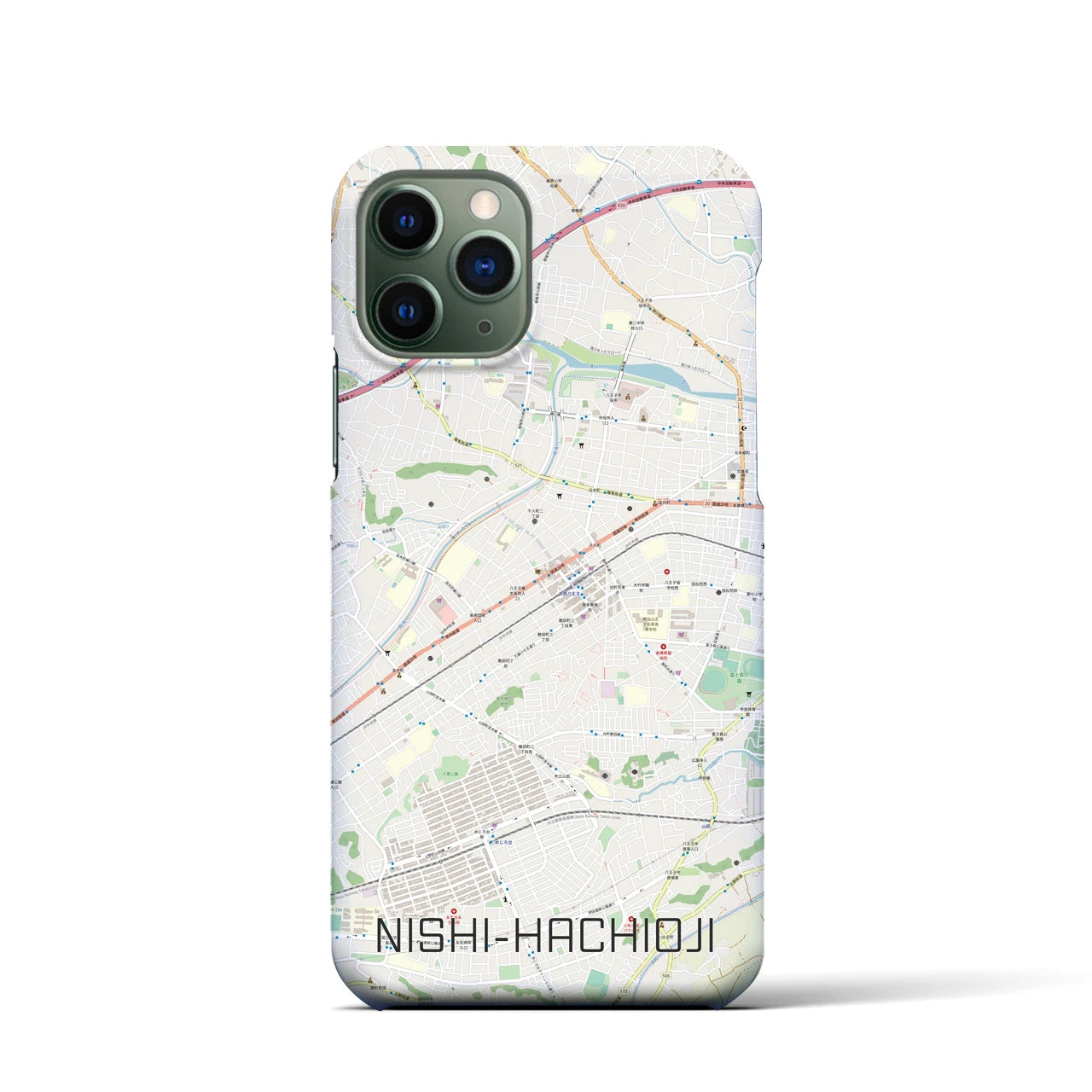 【西八王子(東京都)】地図柄iPhoneケース(バックカバータイプ)