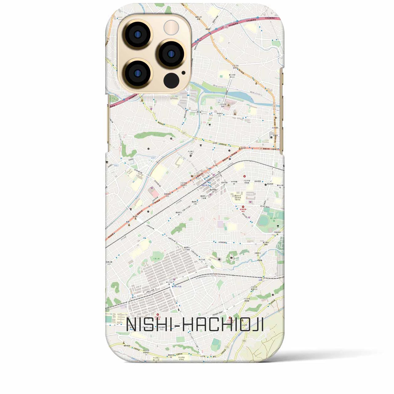 【西八王子(東京都)】地図柄iPhoneケース(バックカバータイプ)