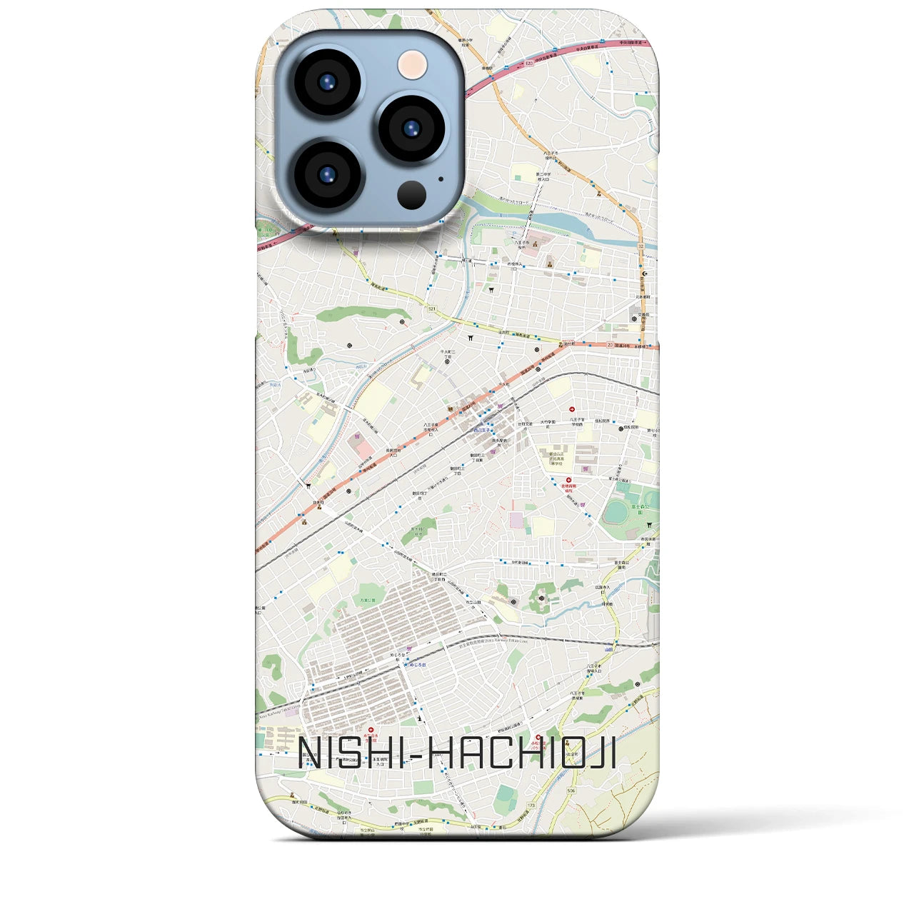 【西八王子(東京都)】地図柄iPhoneケース(バックカバータイプ)