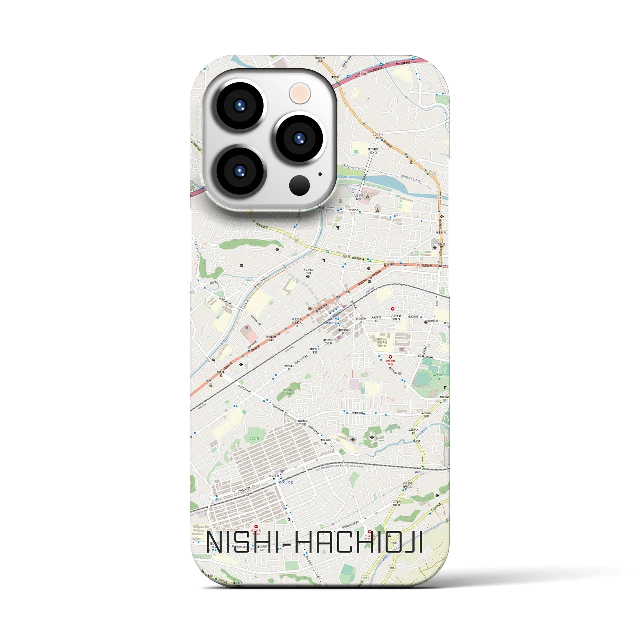 【西八王子(東京都)】地図柄iPhoneケース(バックカバータイプ)