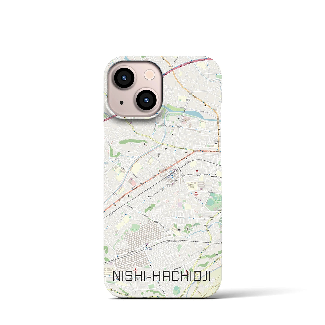 【西八王子(東京都)】地図柄iPhoneケース(バックカバータイプ)