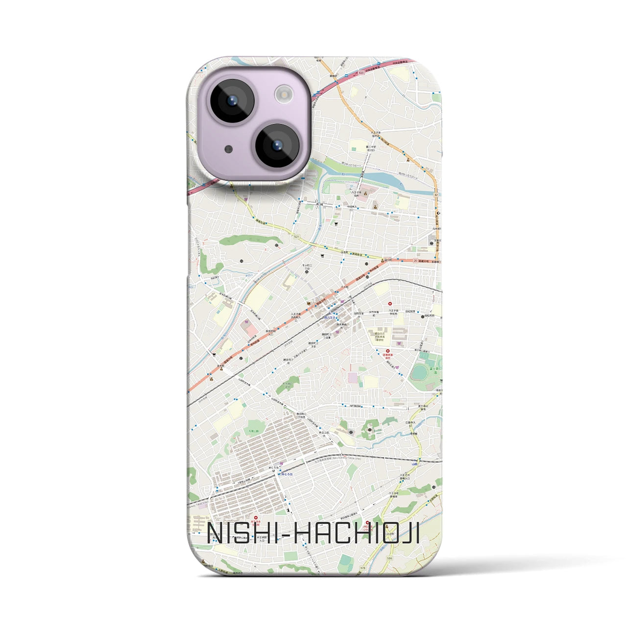 【西八王子(東京都)】地図柄iPhoneケース(バックカバータイプ)