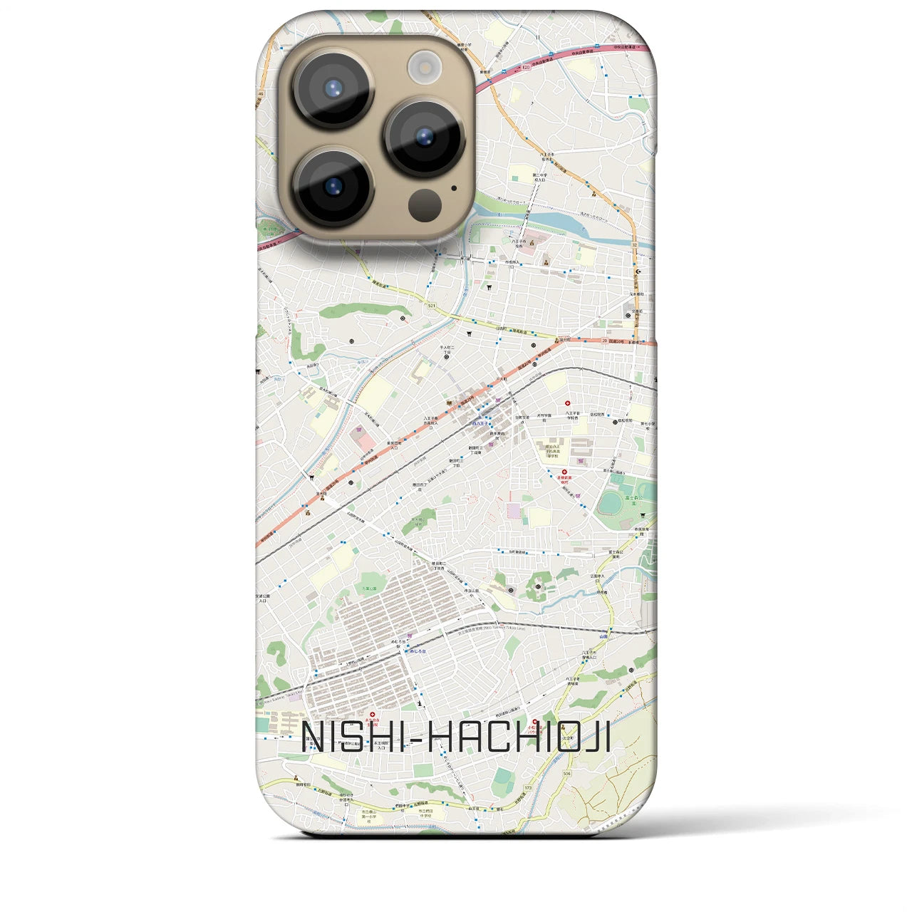 【西八王子(東京都)】地図柄iPhoneケース(バックカバータイプ)
