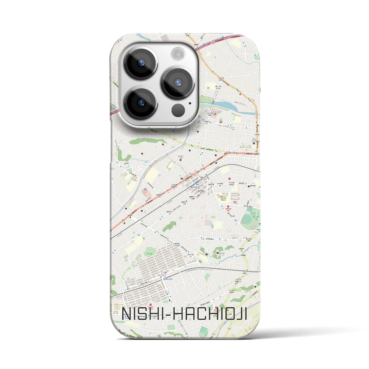 【西八王子(東京都)】地図柄iPhoneケース(バックカバータイプ)