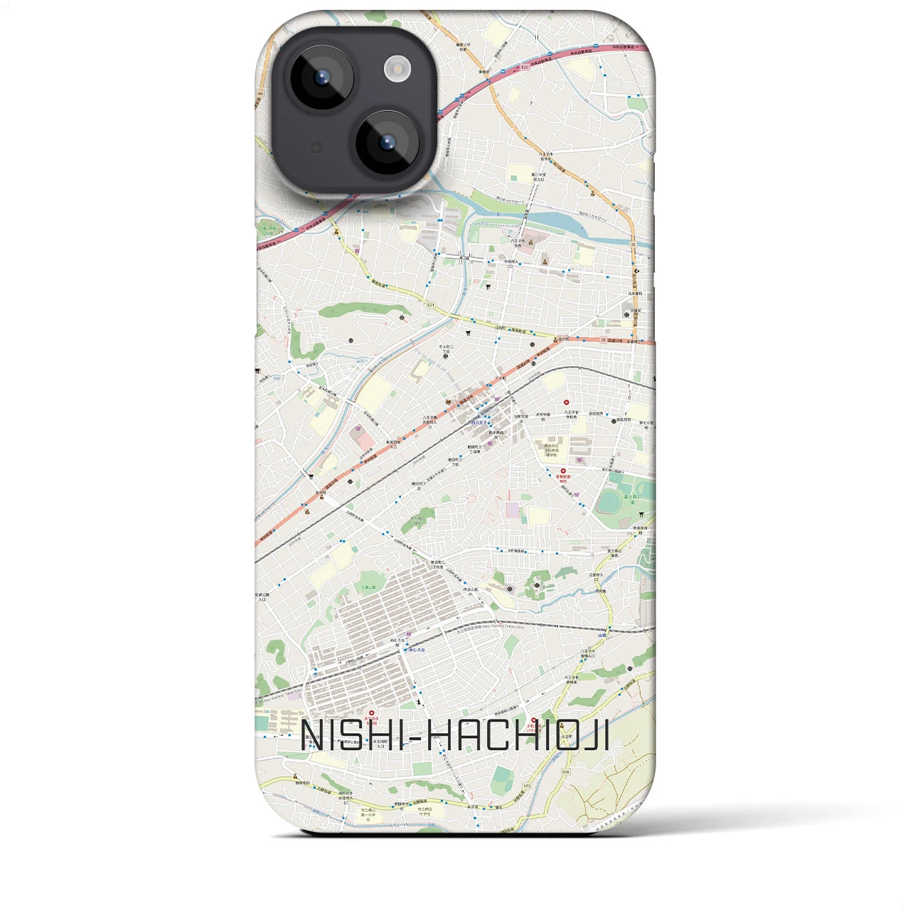 【西八王子(東京都)】地図柄iPhoneケース(バックカバータイプ)