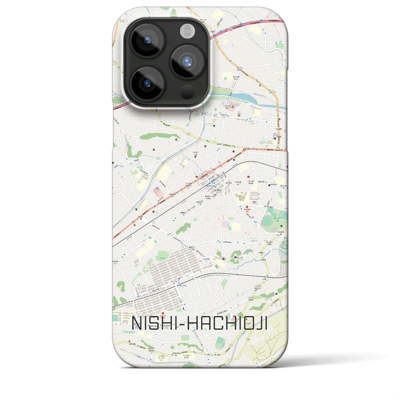 【西八王子(東京都)】地図柄iPhoneケース(バックカバータイプ)