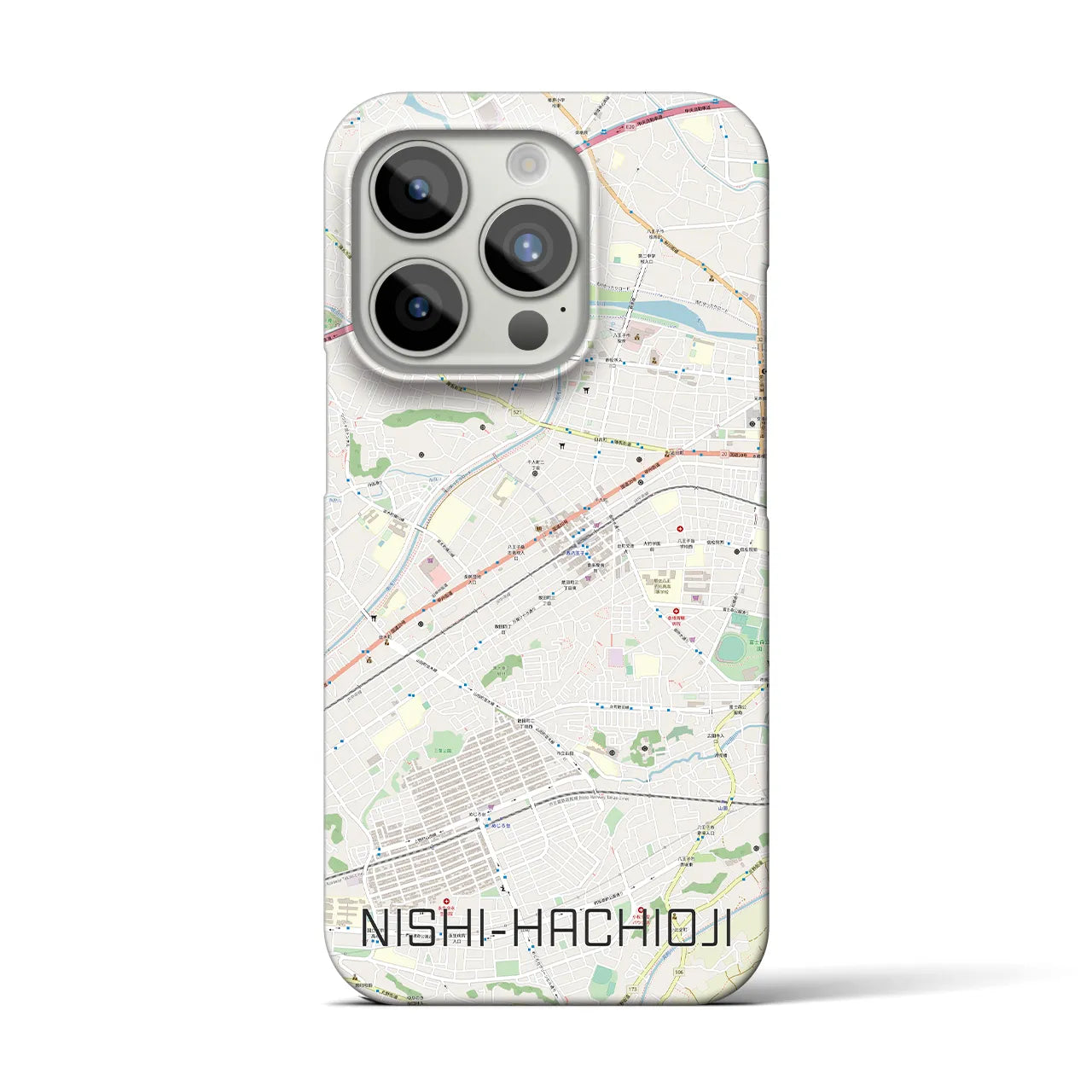 【西八王子(東京都)】地図柄iPhoneケース(バックカバータイプ)