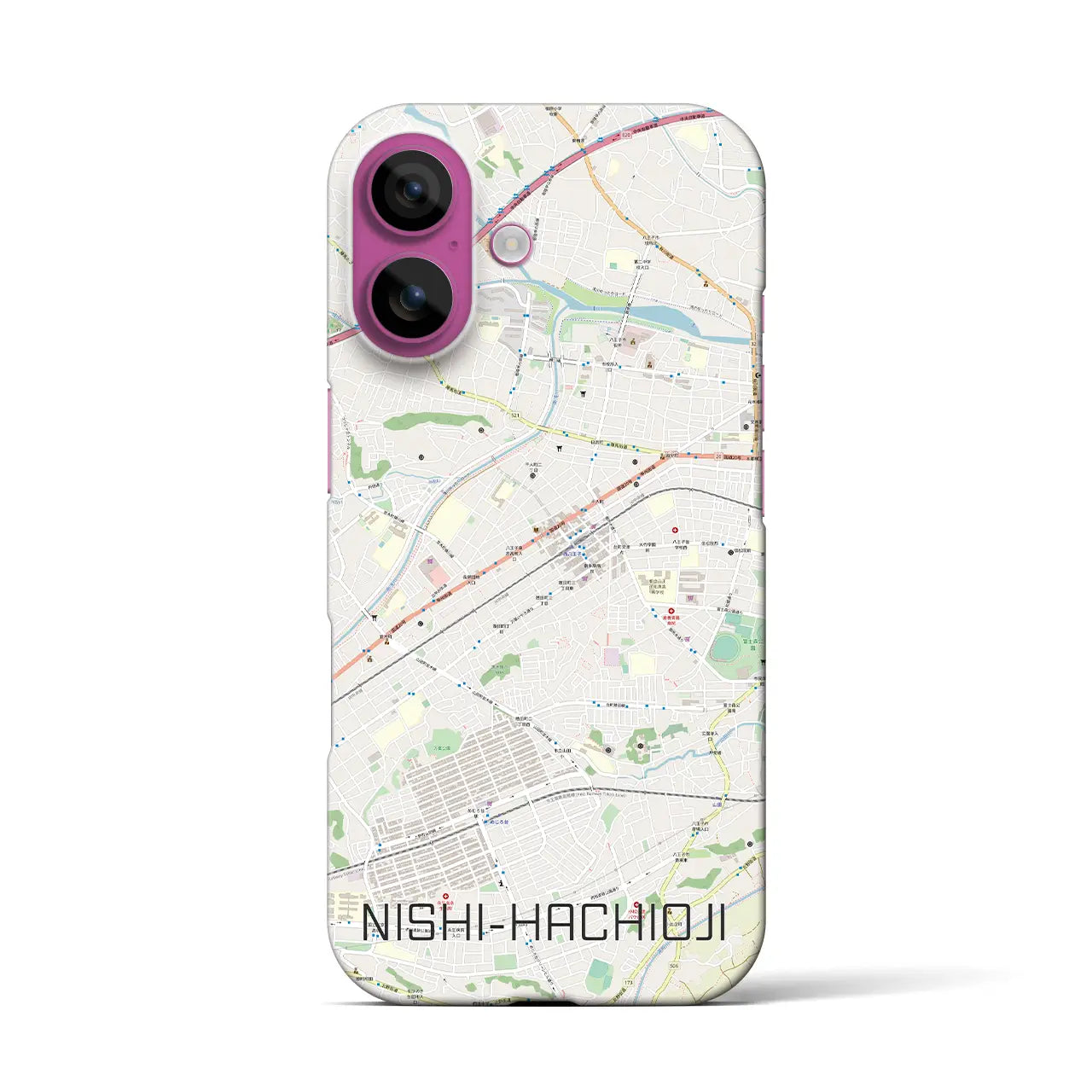 【西八王子(東京都)】地図柄iPhoneケース(バックカバータイプ)