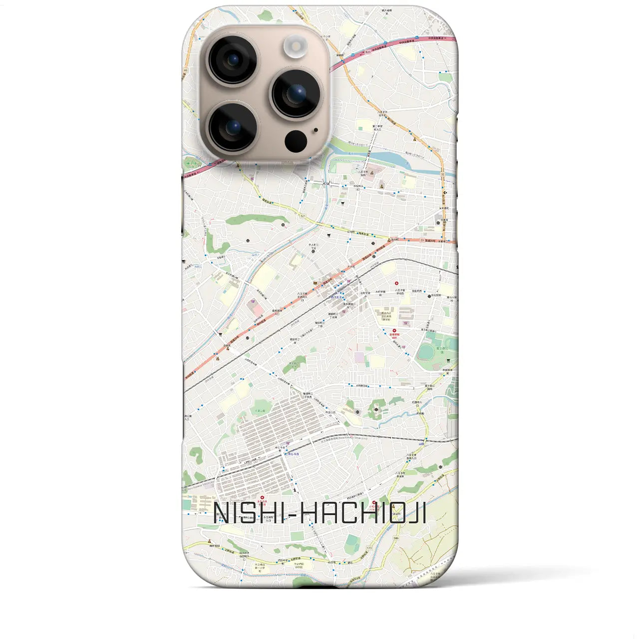【西八王子(東京都)】地図柄iPhoneケース(バックカバータイプ)