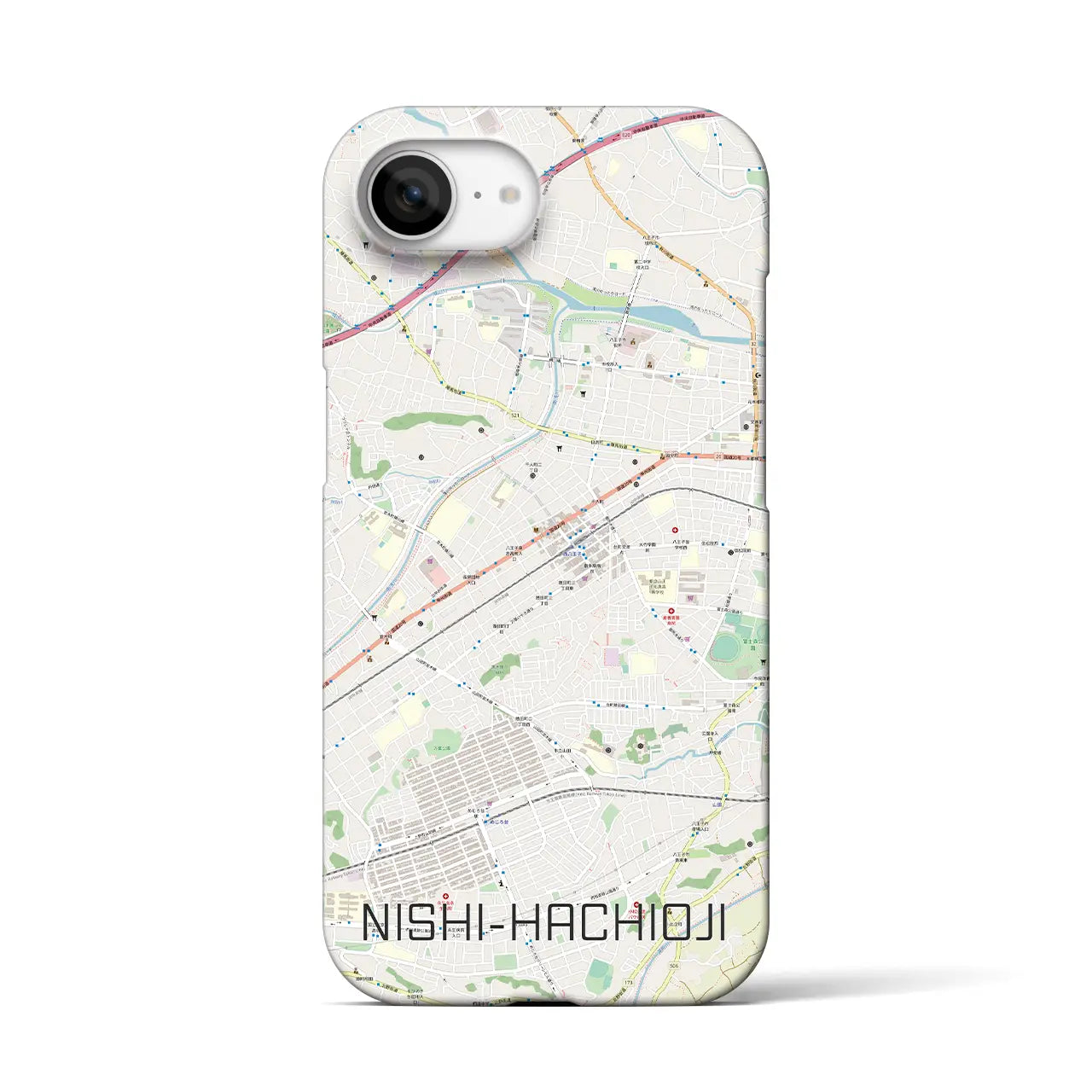 【西八王子(東京都)】地図柄iPhoneケース(バックカバータイプ)