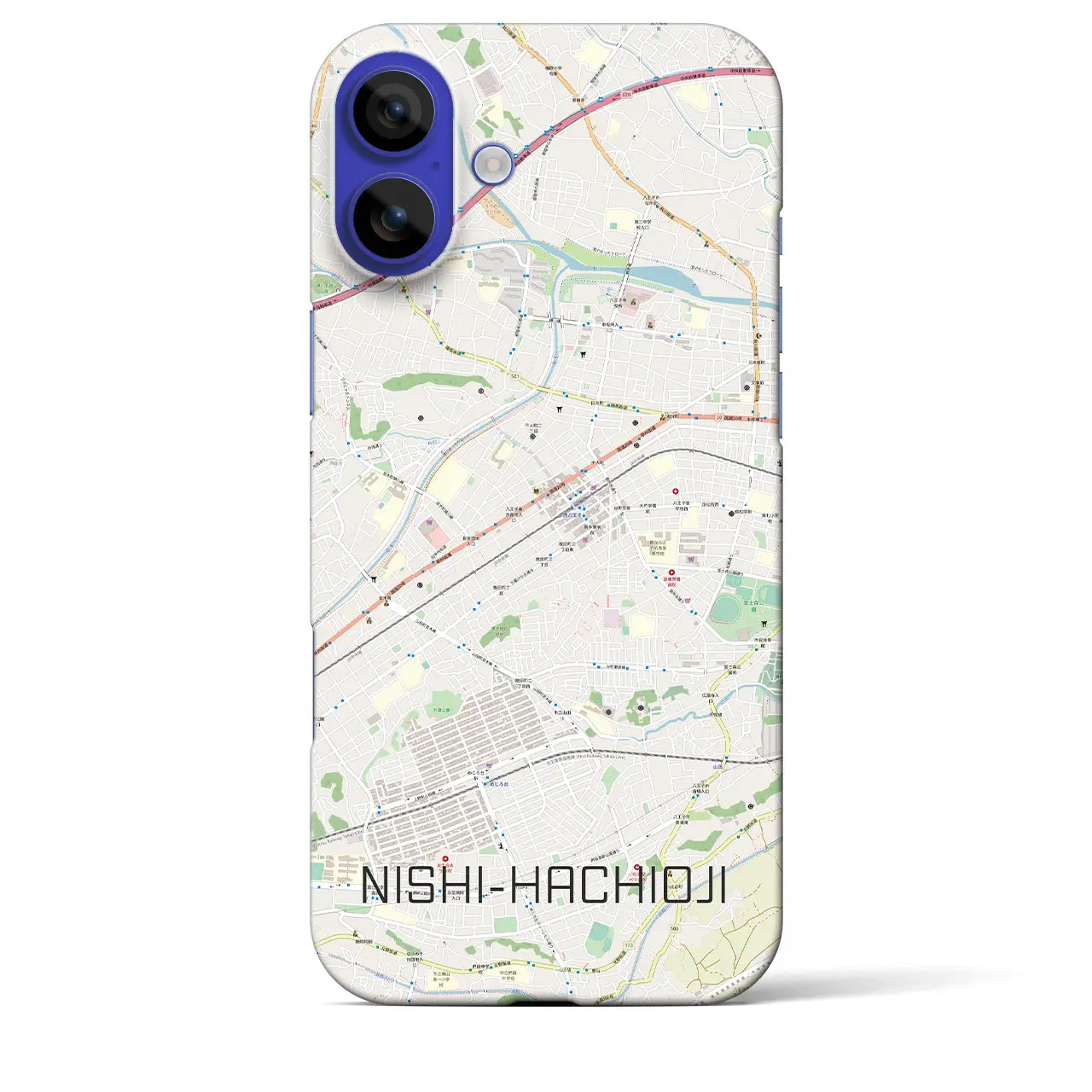 【西八王子(東京都)】地図柄iPhoneケース(バックカバータイプ)ナチュラル・iPhone 16 Pro Max 用