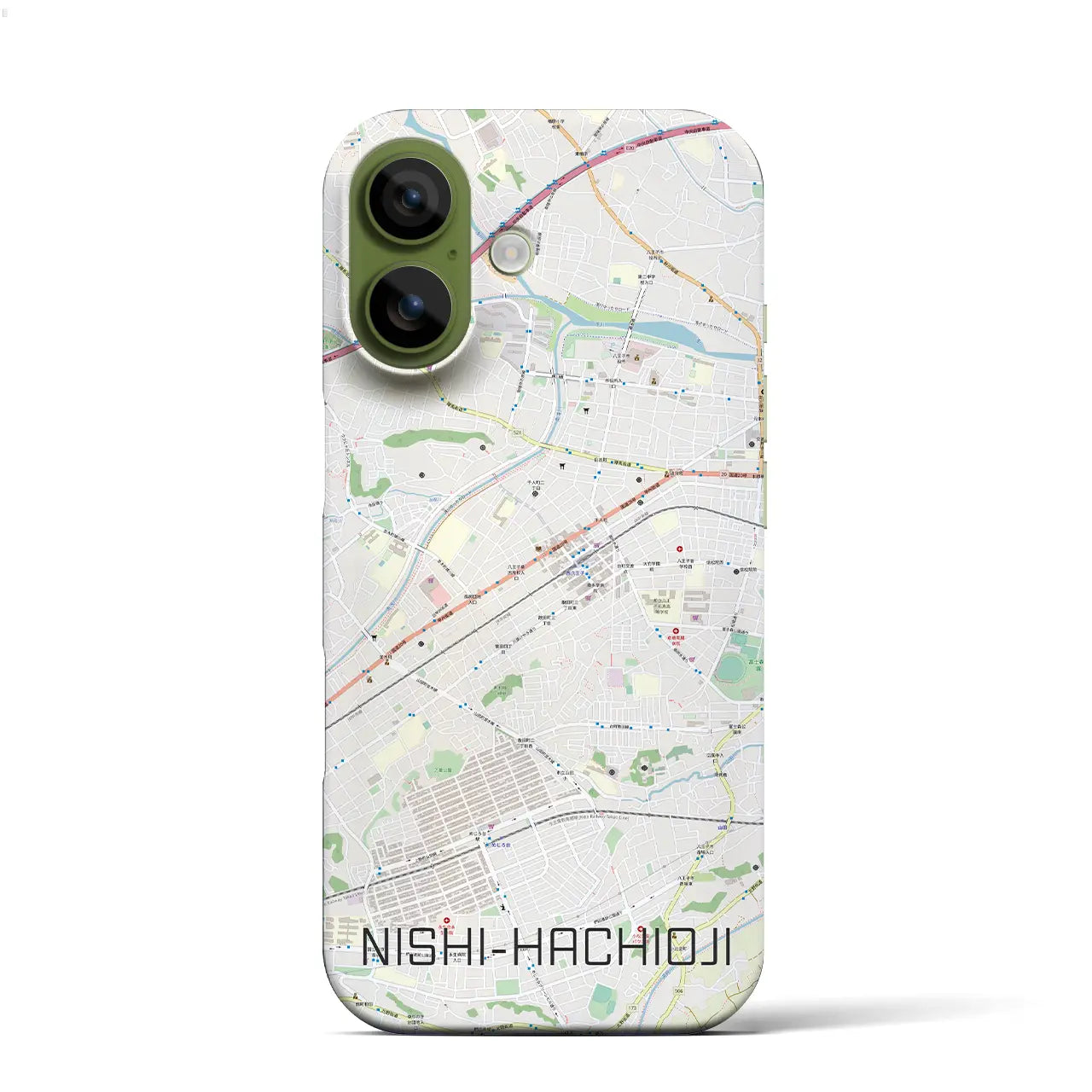 【西八王子(東京都)】地図柄iPhoneケース(バックカバータイプ)