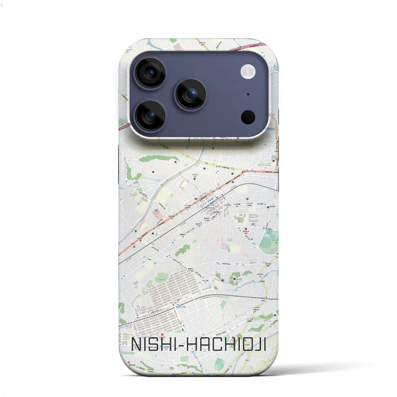 【西八王子(東京都)】地図柄iPhoneケース(バックカバータイプ)