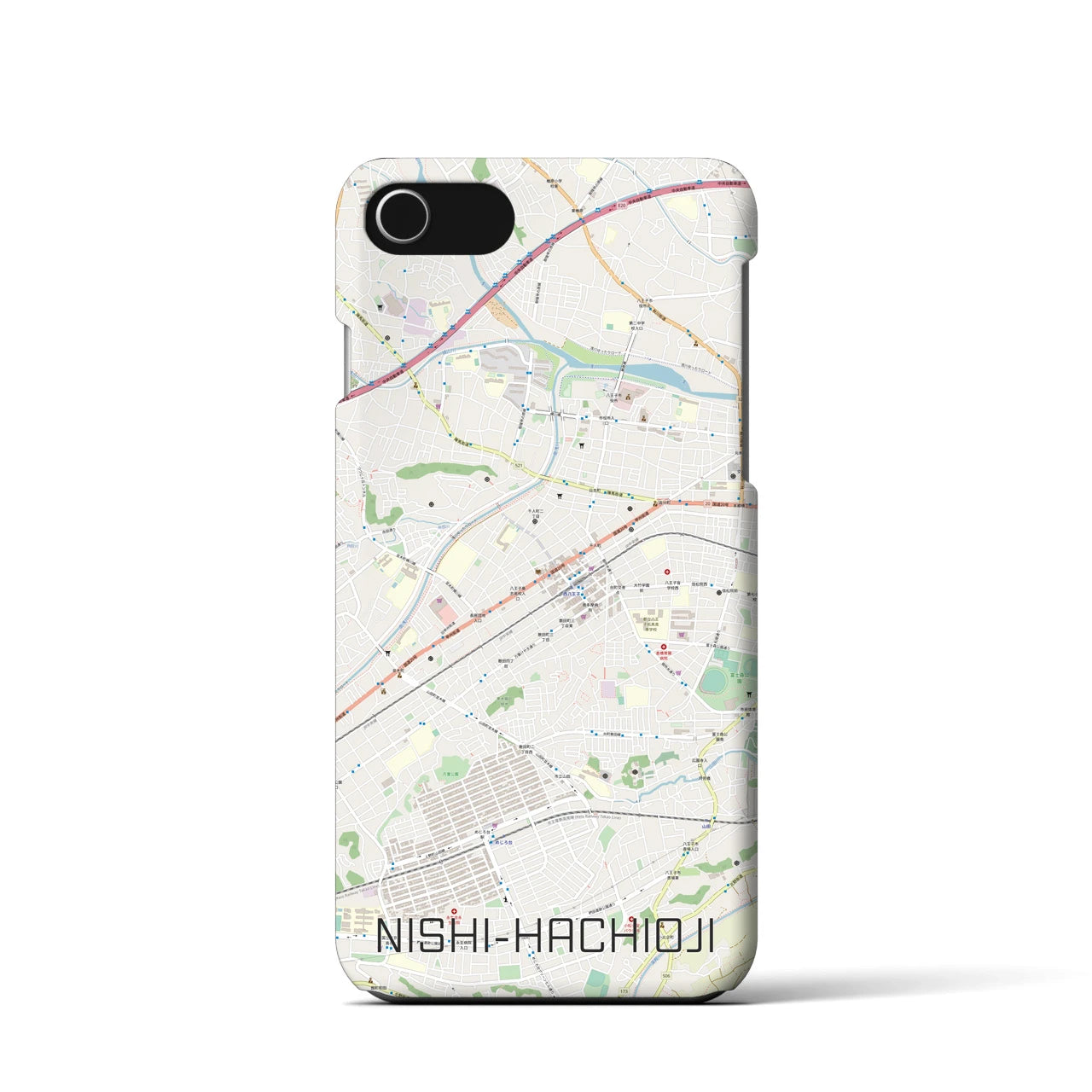 【西八王子(東京都)】地図柄iPhoneケース(バックカバータイプ)