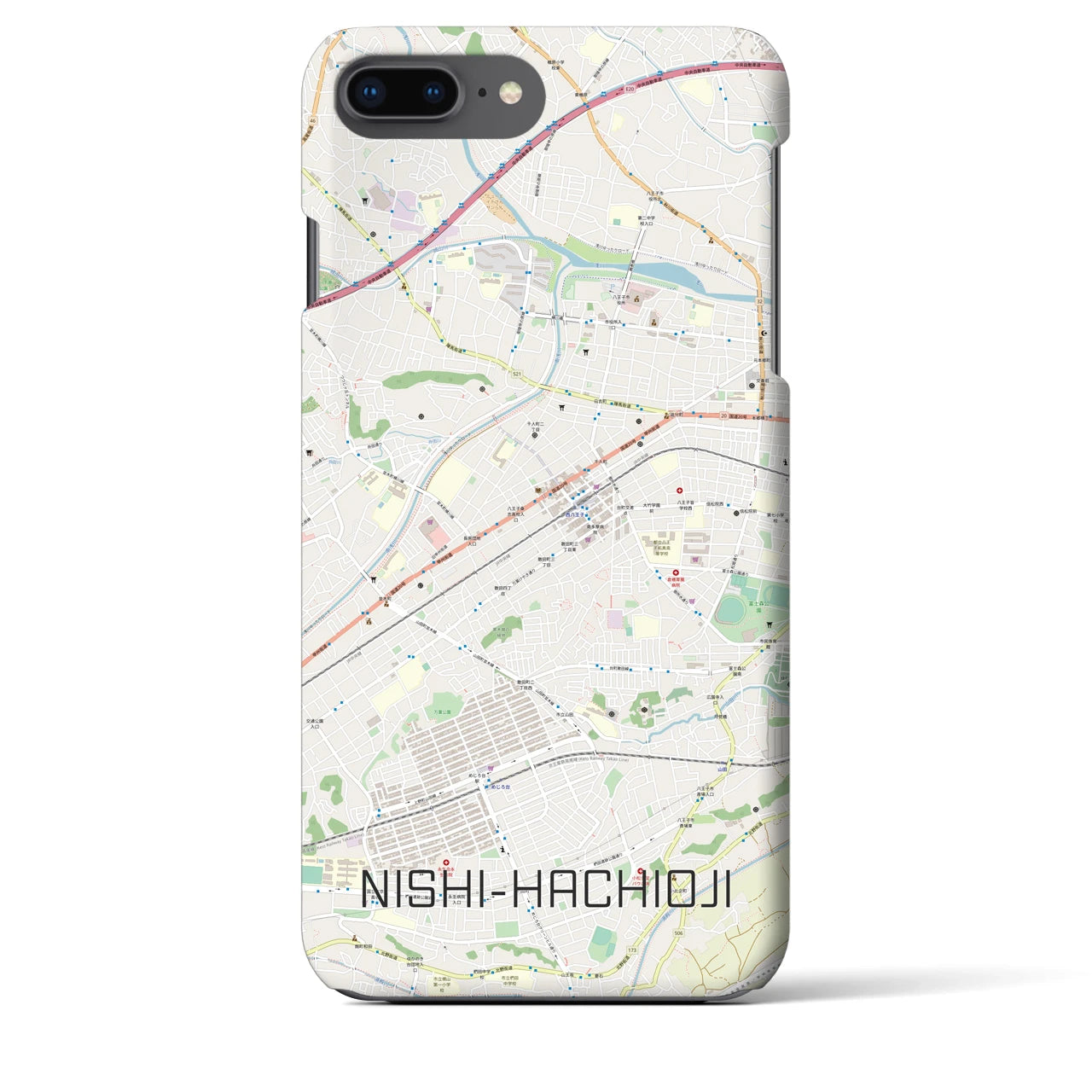 【西八王子(東京都)】地図柄iPhoneケース(バックカバータイプ)