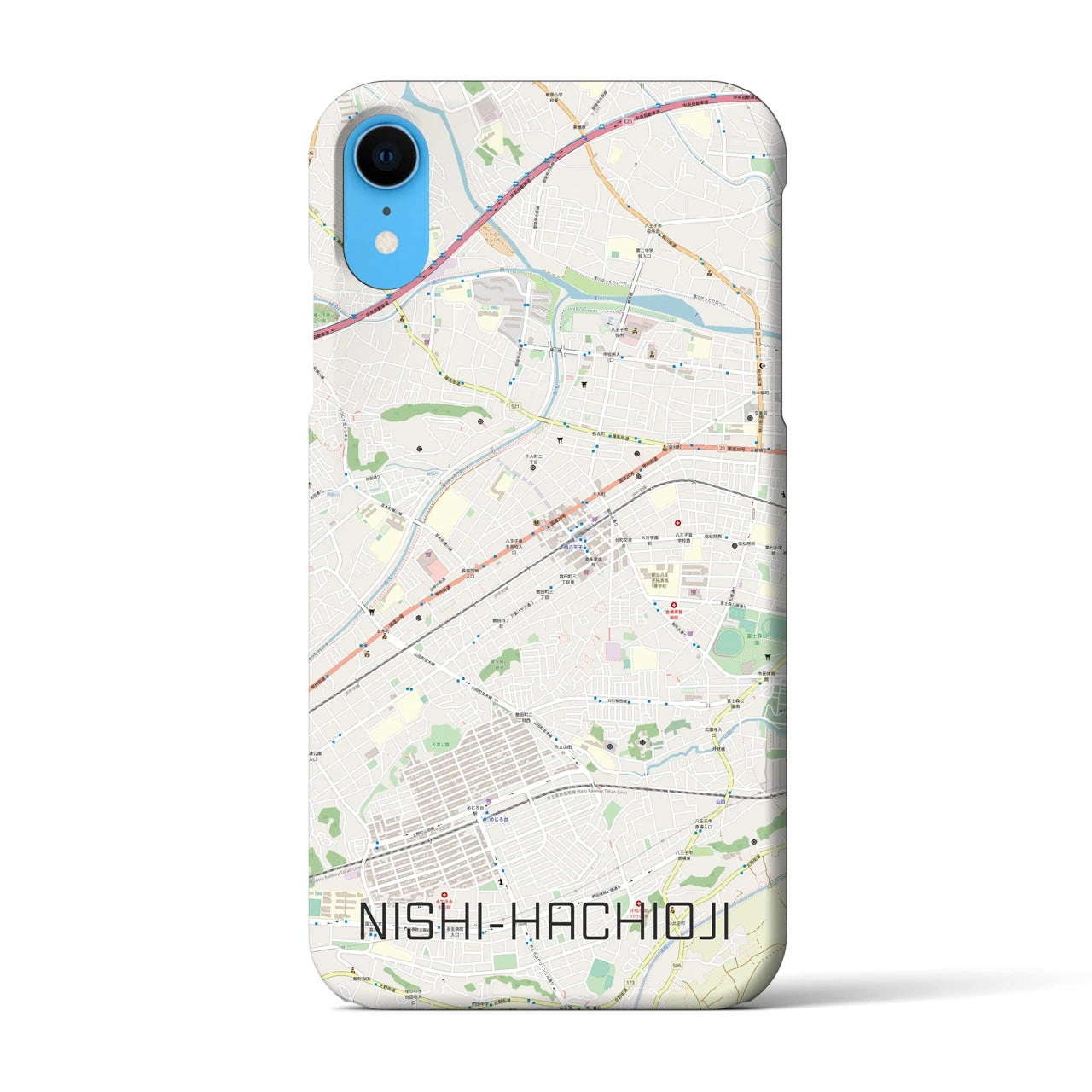 【西八王子(東京都)】地図柄iPhoneケース(バックカバータイプ)