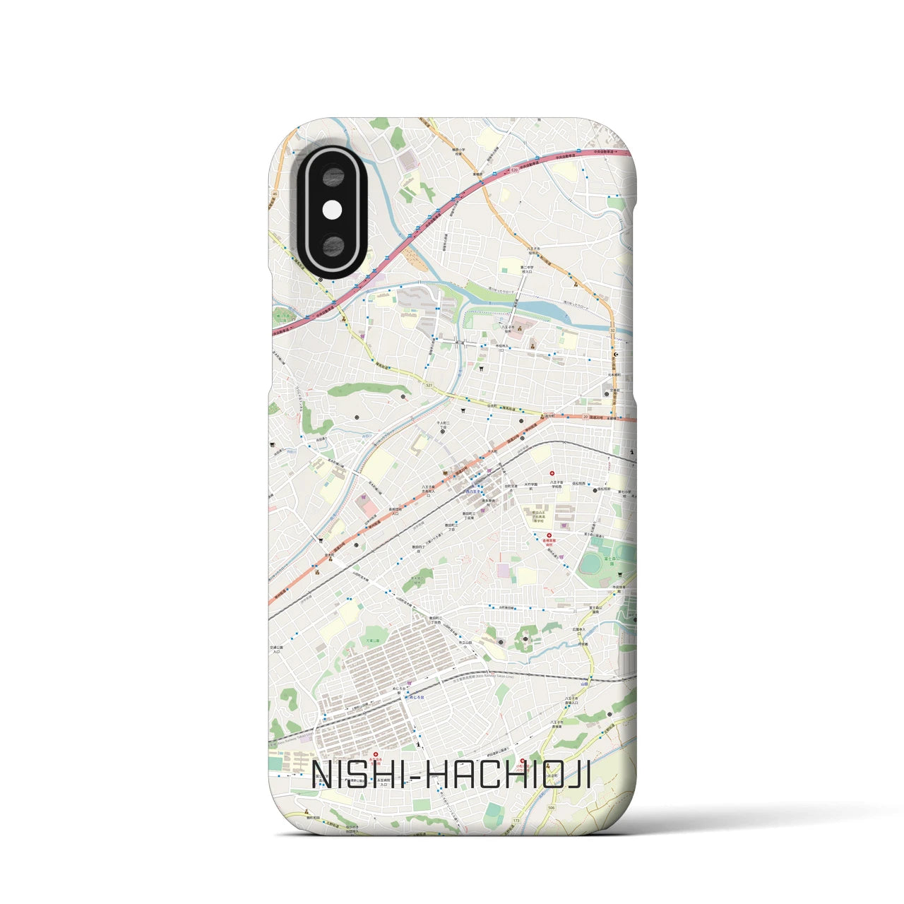 【西八王子(東京都)】地図柄iPhoneケース(バックカバータイプ)