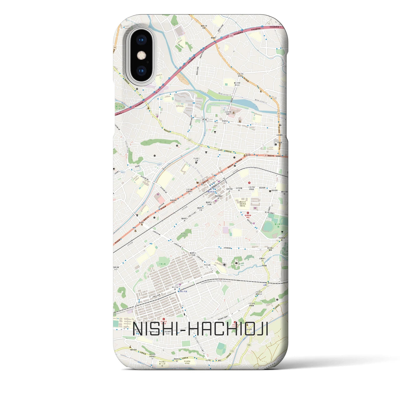 【西八王子(東京都)】地図柄iPhoneケース(バックカバータイプ)