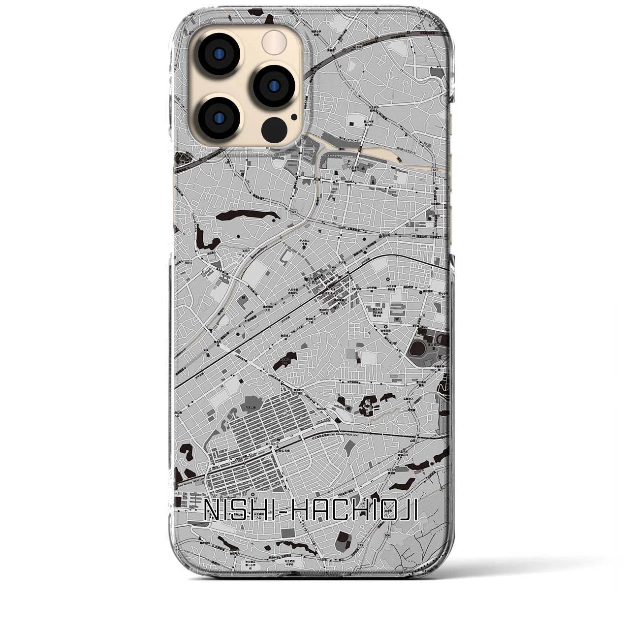 【西八王子(東京都)】地図柄iPhoneケース(クリアタイプ)