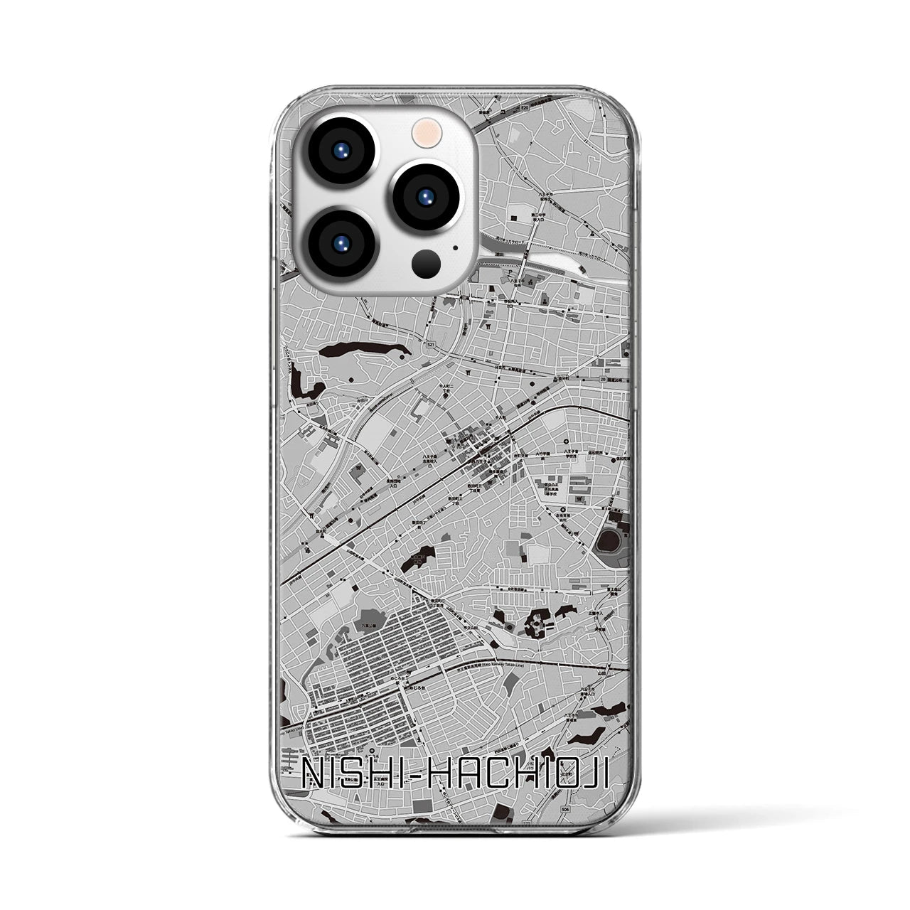 【西八王子(東京都)】地図柄iPhoneケース(クリアタイプ)