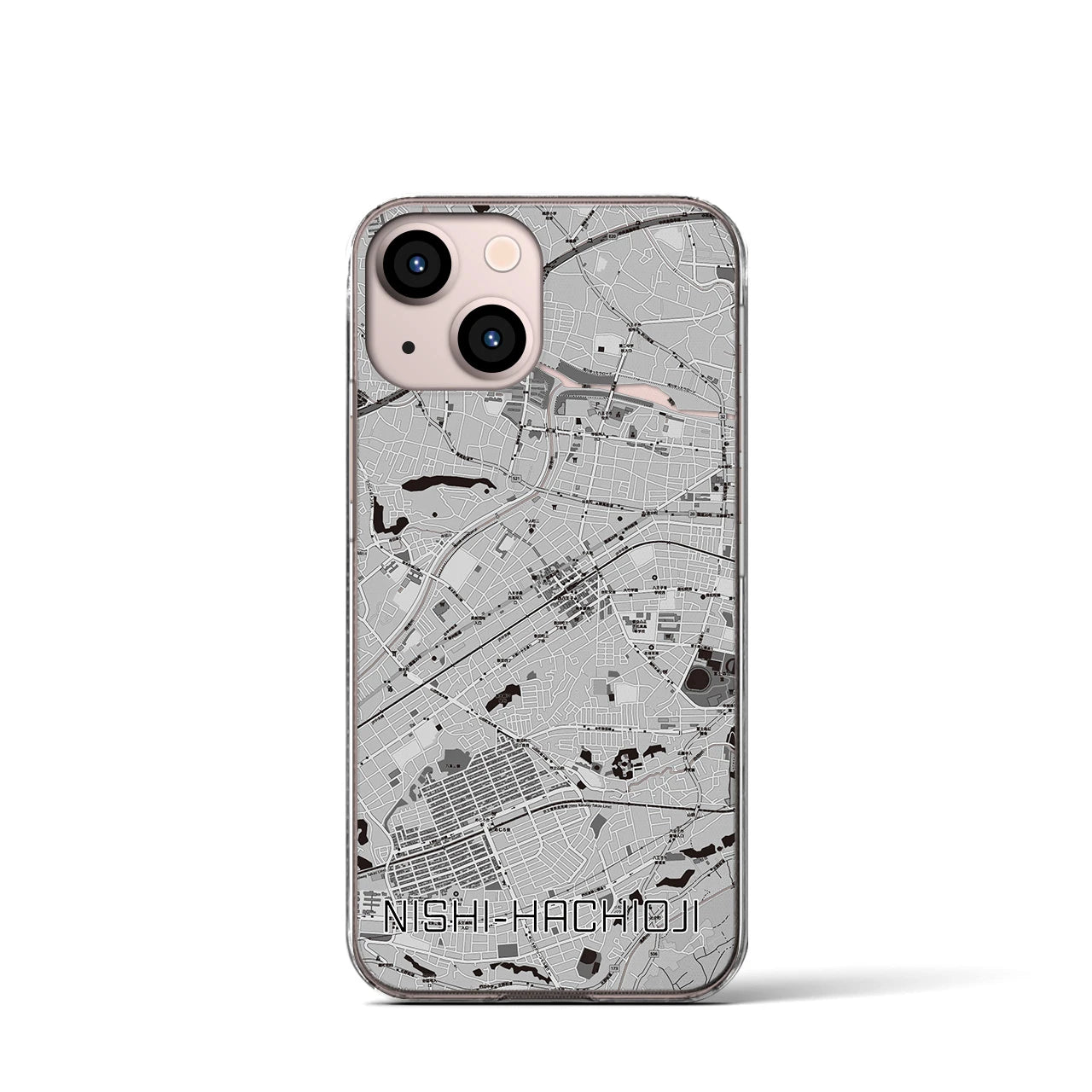 【西八王子(東京都)】地図柄iPhoneケース(クリアタイプ)