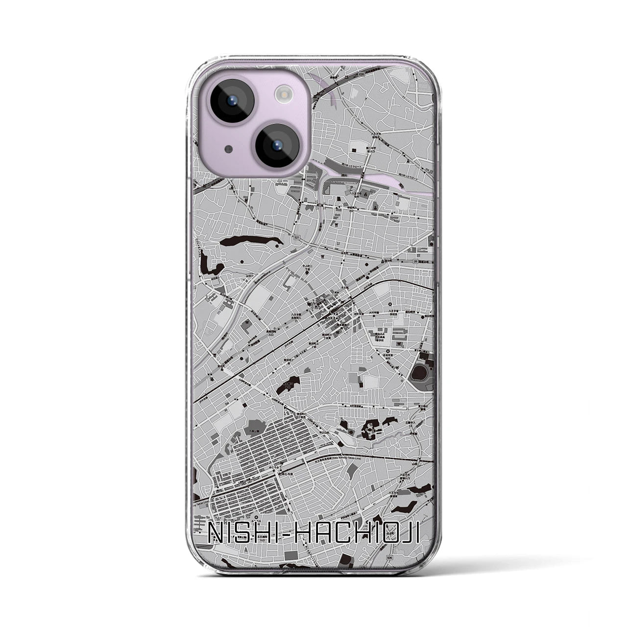 【西八王子(東京都)】地図柄iPhoneケース(クリアタイプ)