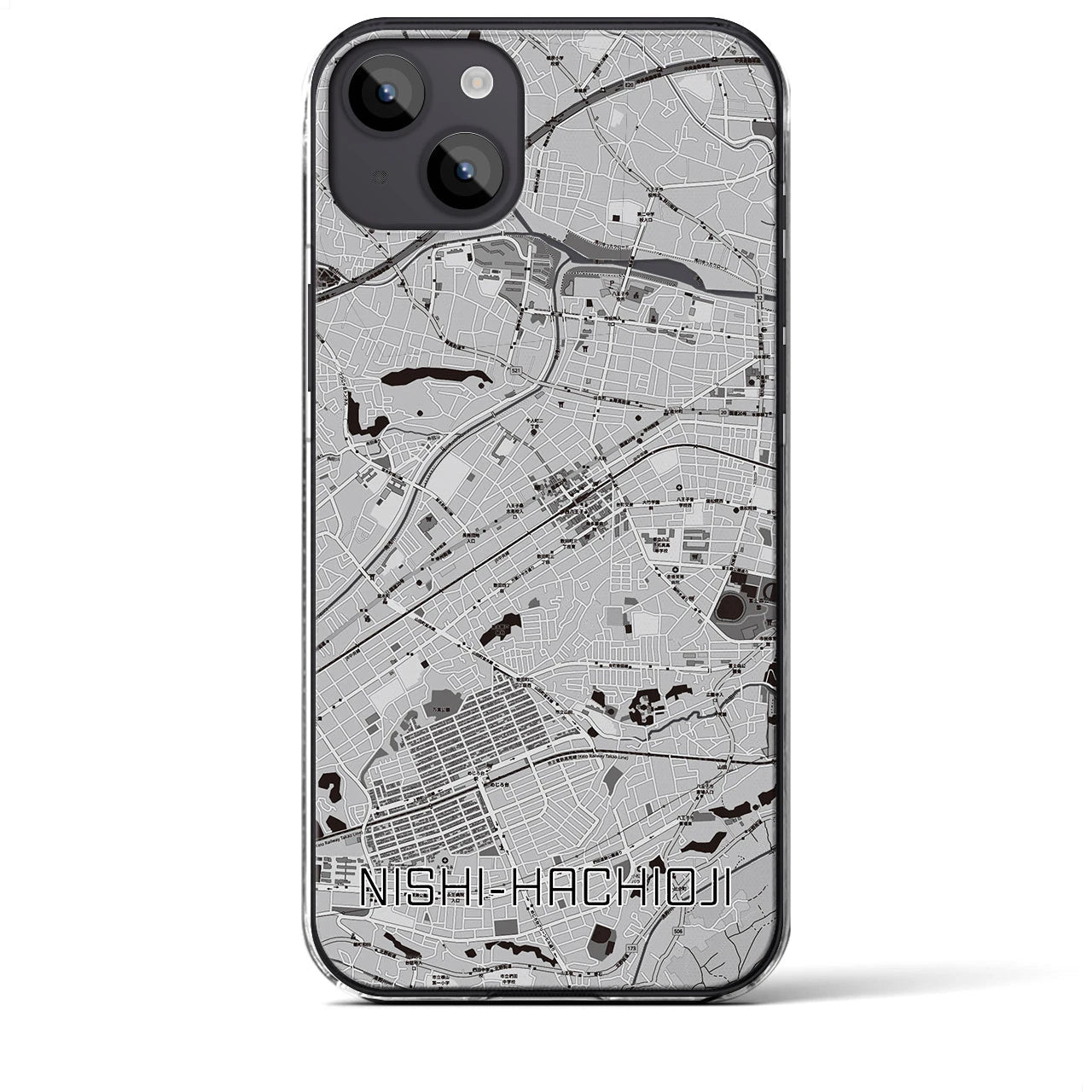 【西八王子(東京都)】地図柄iPhoneケース(クリアタイプ)