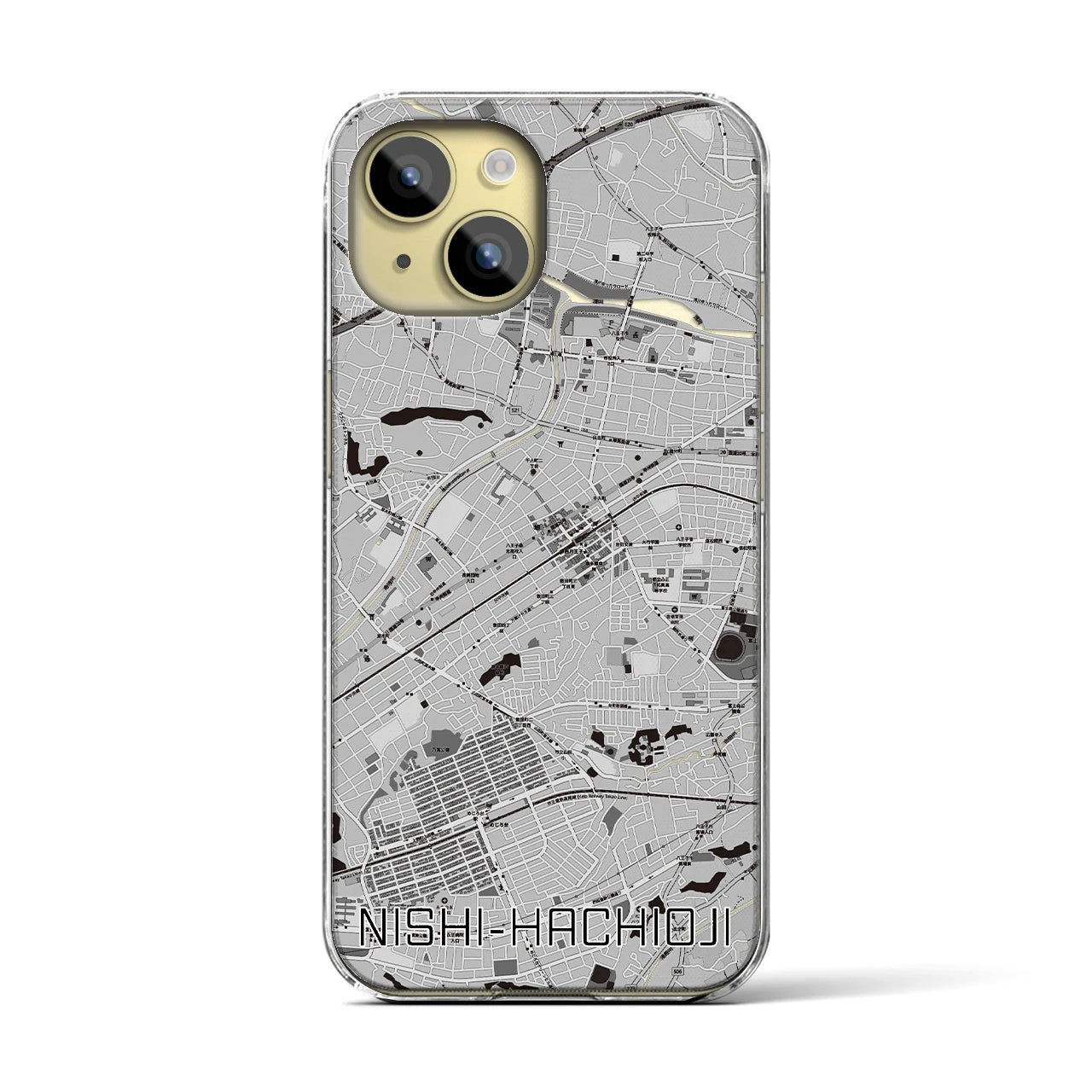 【西八王子(東京都)】地図柄iPhoneケース(クリアタイプ)