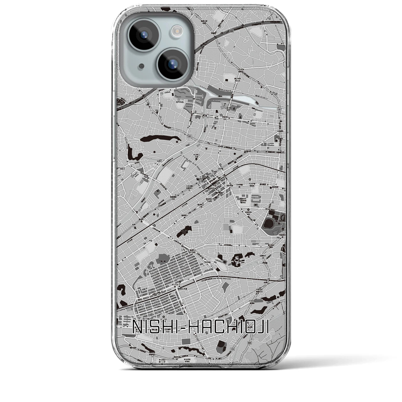 【西八王子(東京都)】地図柄iPhoneケース(クリアタイプ)