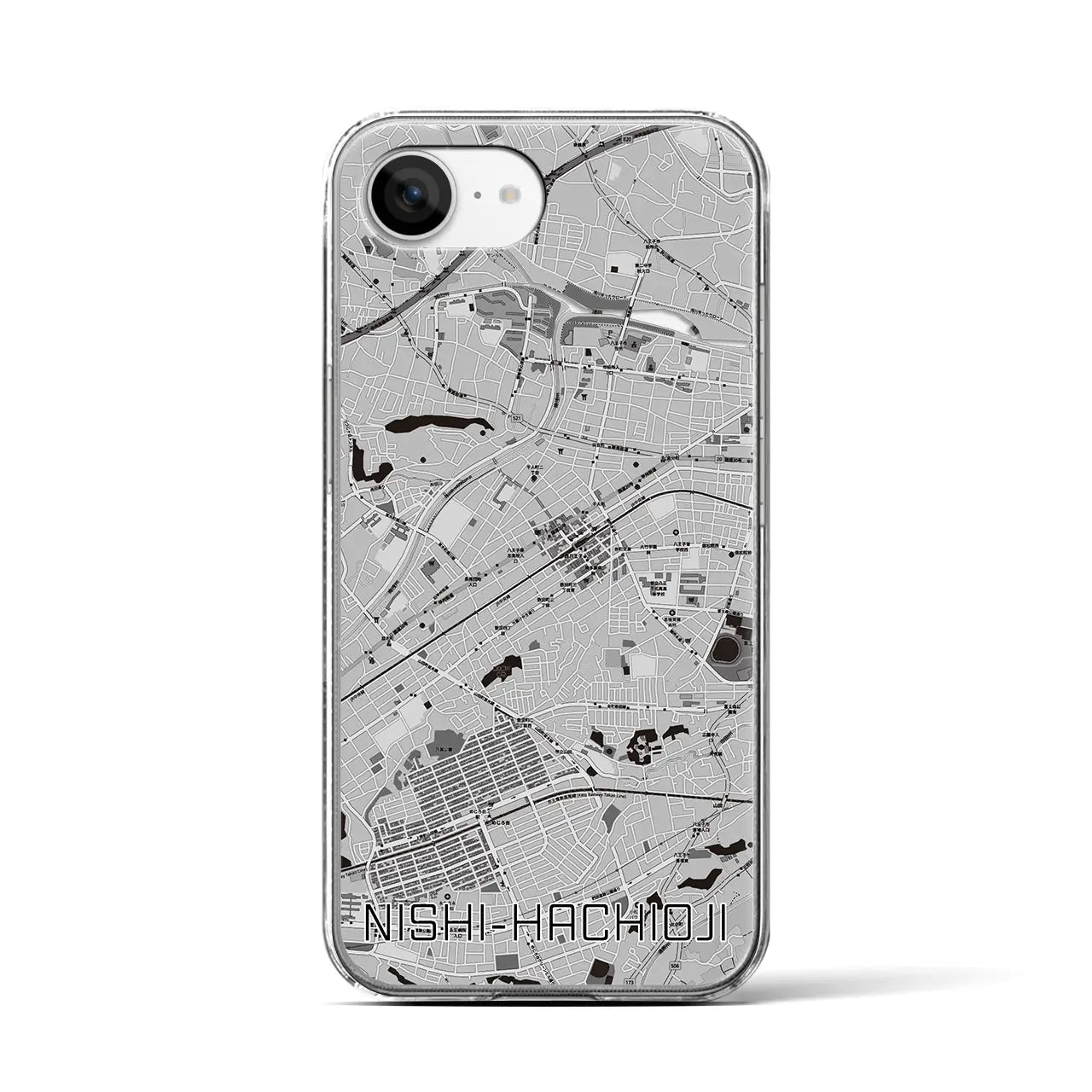 【西八王子(東京都)】地図柄iPhoneケース(クリアタイプ)
