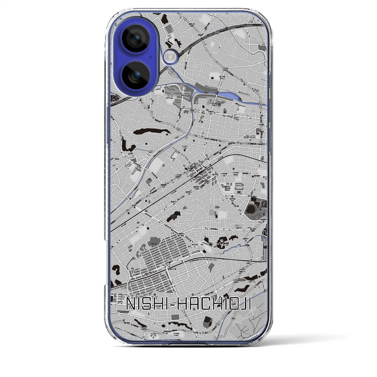 【西八王子(東京都)】地図柄iPhoneケース(クリアタイプ)