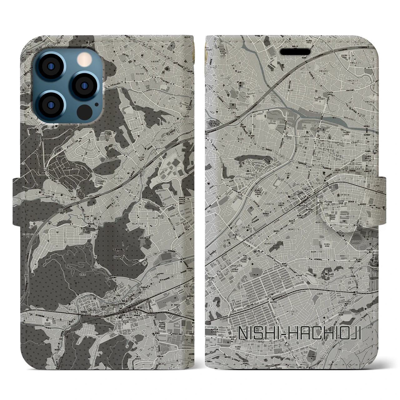 【西八王子(東京都)】地図柄iPhoneケース(手帳タイプ)