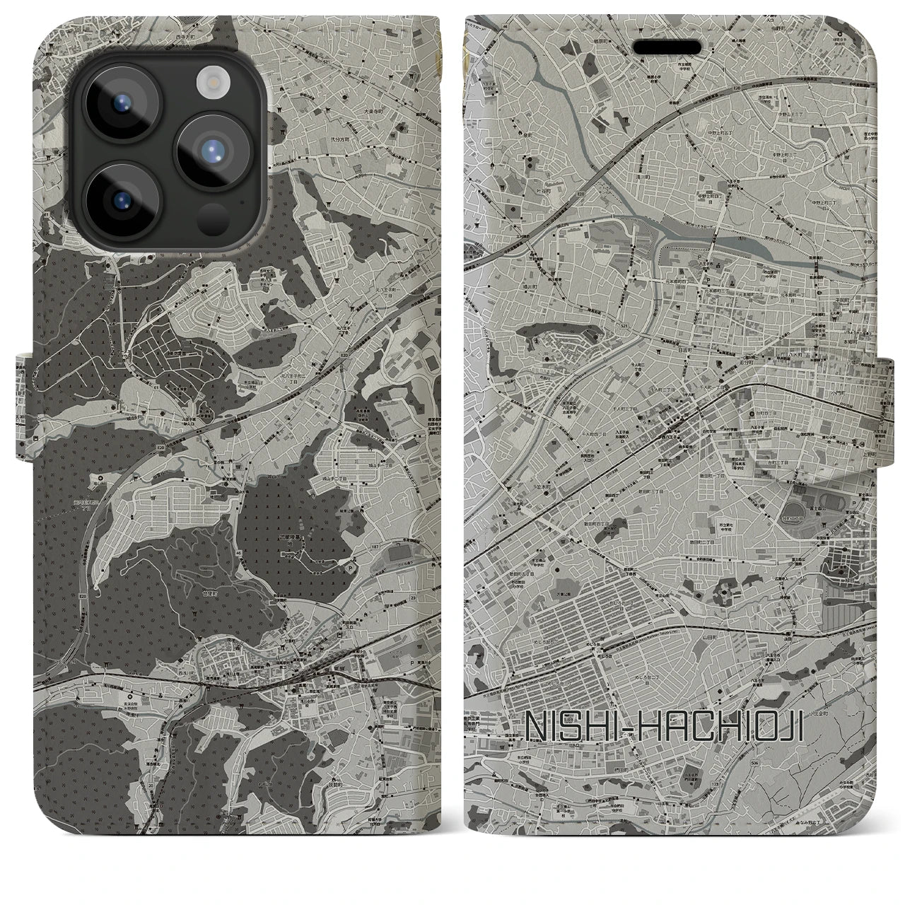 【西八王子(東京都)】地図柄iPhoneケース(手帳タイプ)