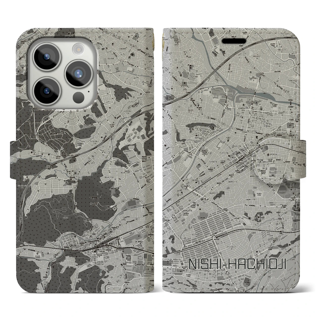 【西八王子(東京都)】地図柄iPhoneケース(手帳タイプ)