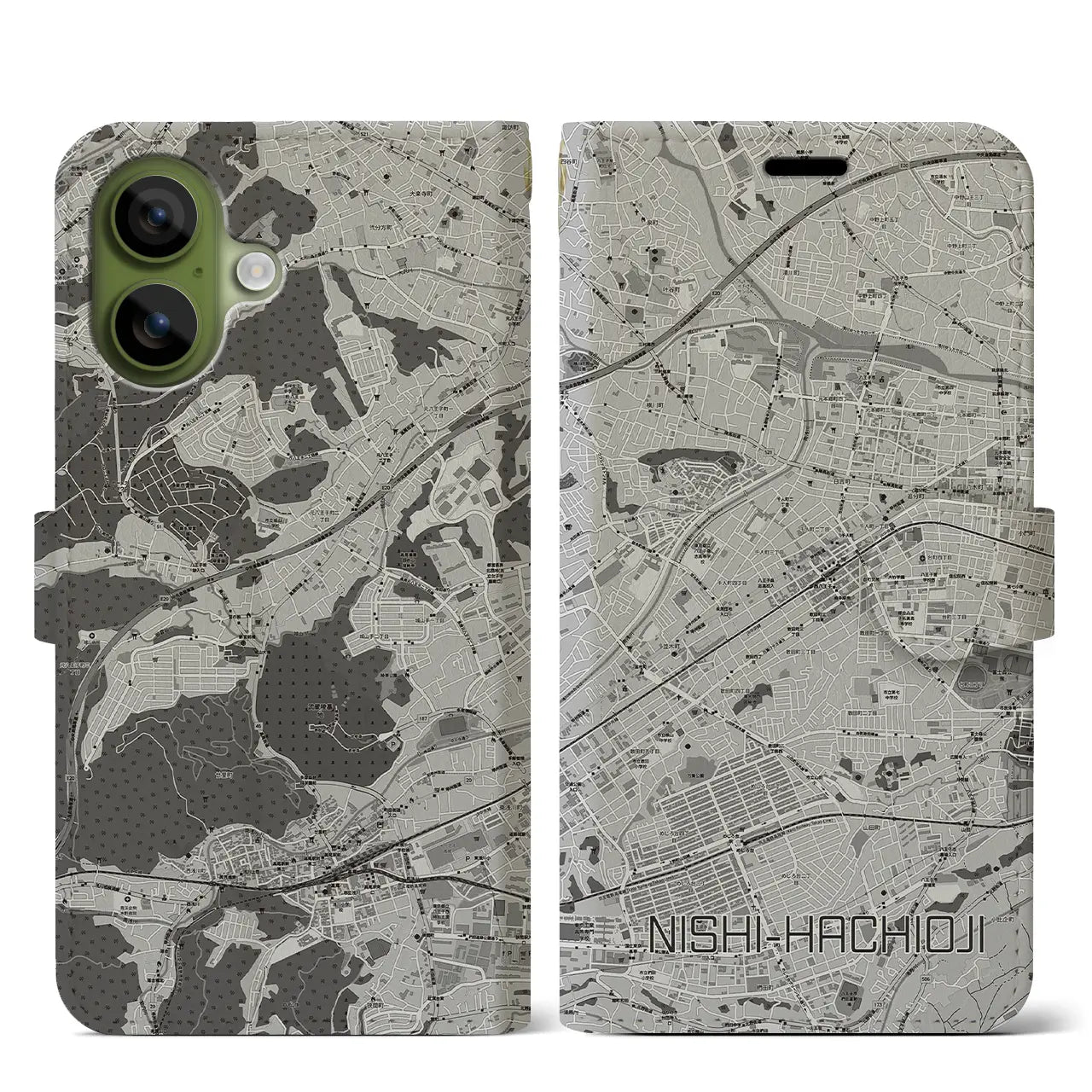 【西八王子(東京都)】地図柄iPhoneケース(手帳タイプ)