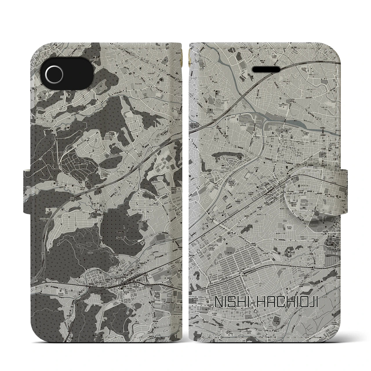 【西八王子(東京都)】地図柄iPhoneケース(手帳タイプ)