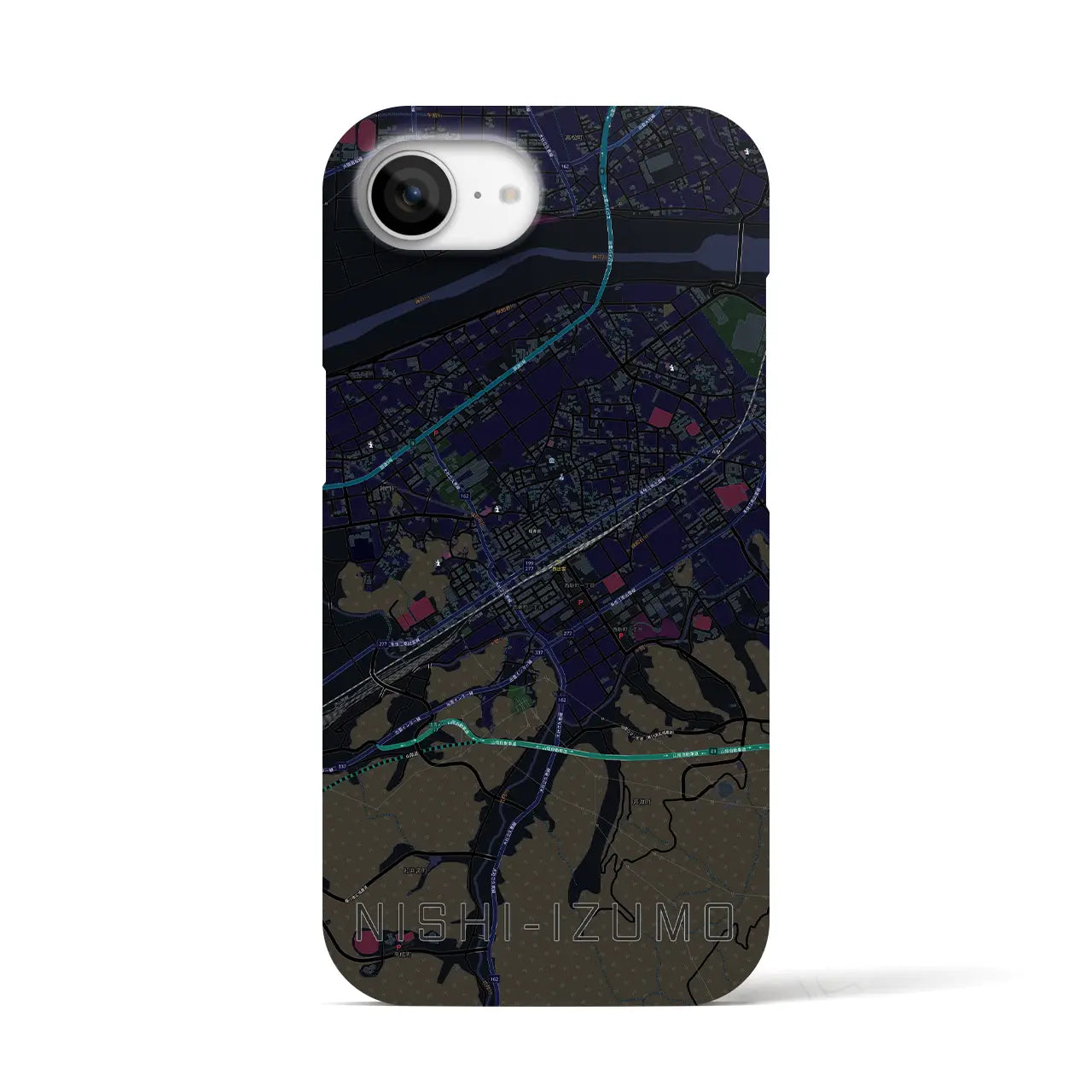 【西出雲(島根県)】地図柄iPhoneケース(バックカバータイプ)